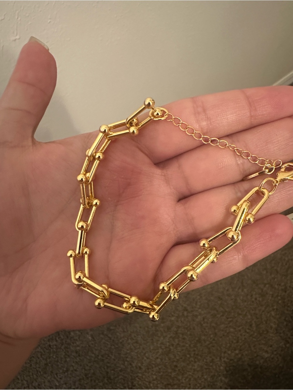 Tiffany Designs Gold Link Necklace with Ball Accents - Women Jewelry